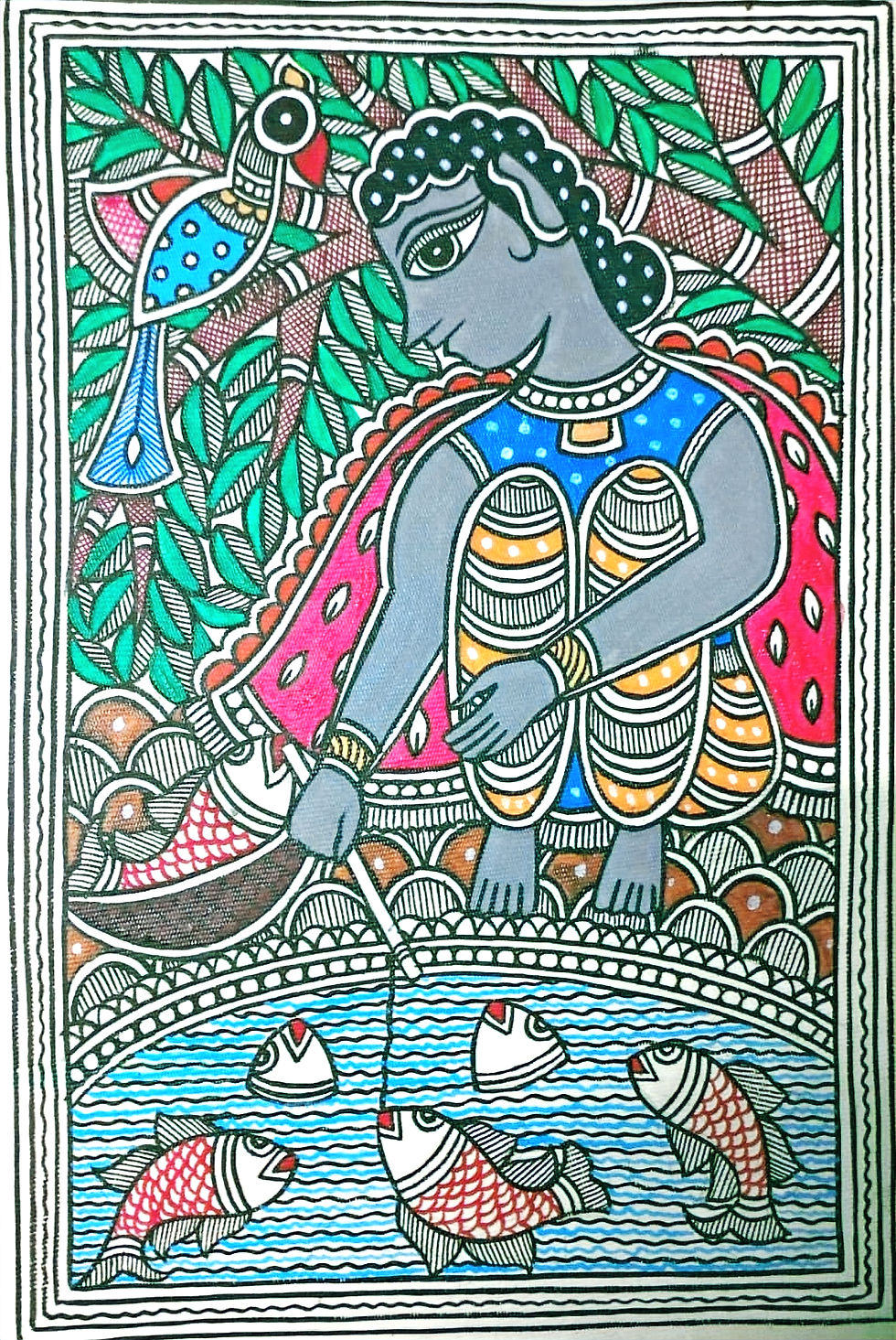 Fisherman Life Madhubani Painting