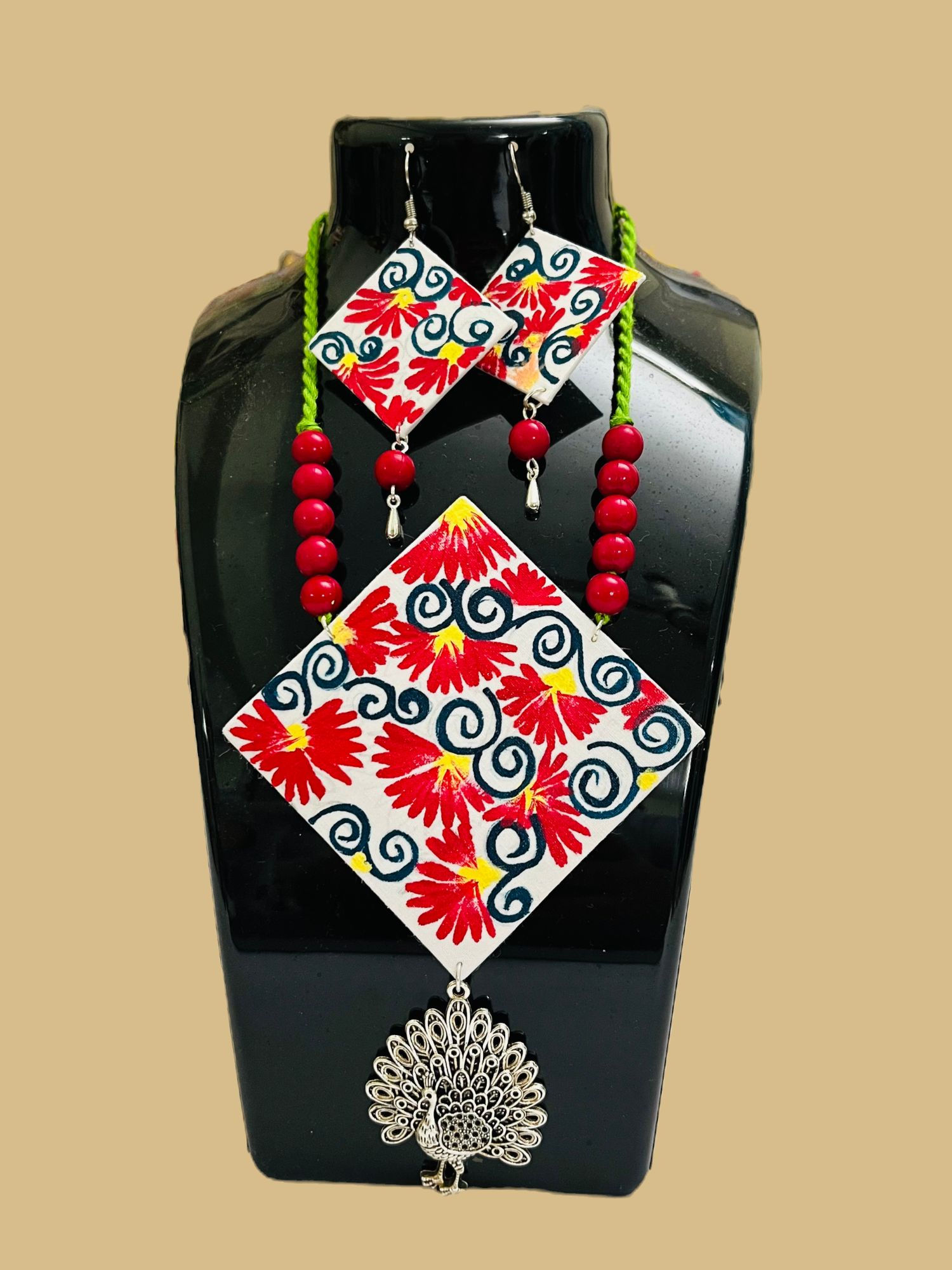 White Red Painted Jewellery