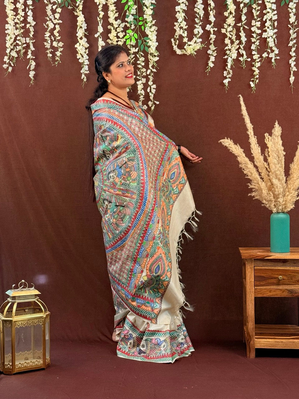 Thumbnail: Royal Sita Swaymwar Premium Madhubani Silk Saree