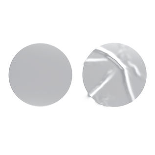 Two Round Stickers - silver flat and crumpled adhesive label 3D Model