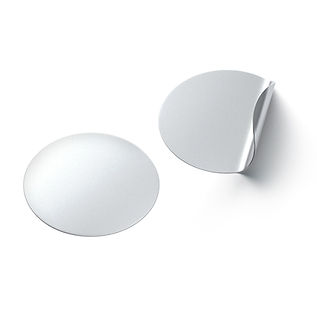 Two Round Stickers - silver flat and curled corners glutinous tally 3D Model