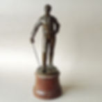 Bronze Fencer Sculpture on Wooden Base (Antique Unsigned Swordsman Figurine, c. 1900)