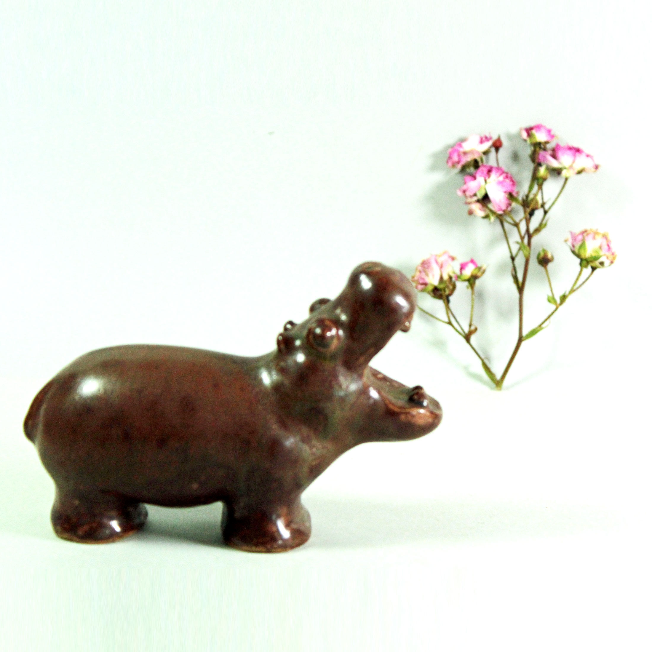 L. Hjorth Bornholm Ceramic Hippopotamus Figurine