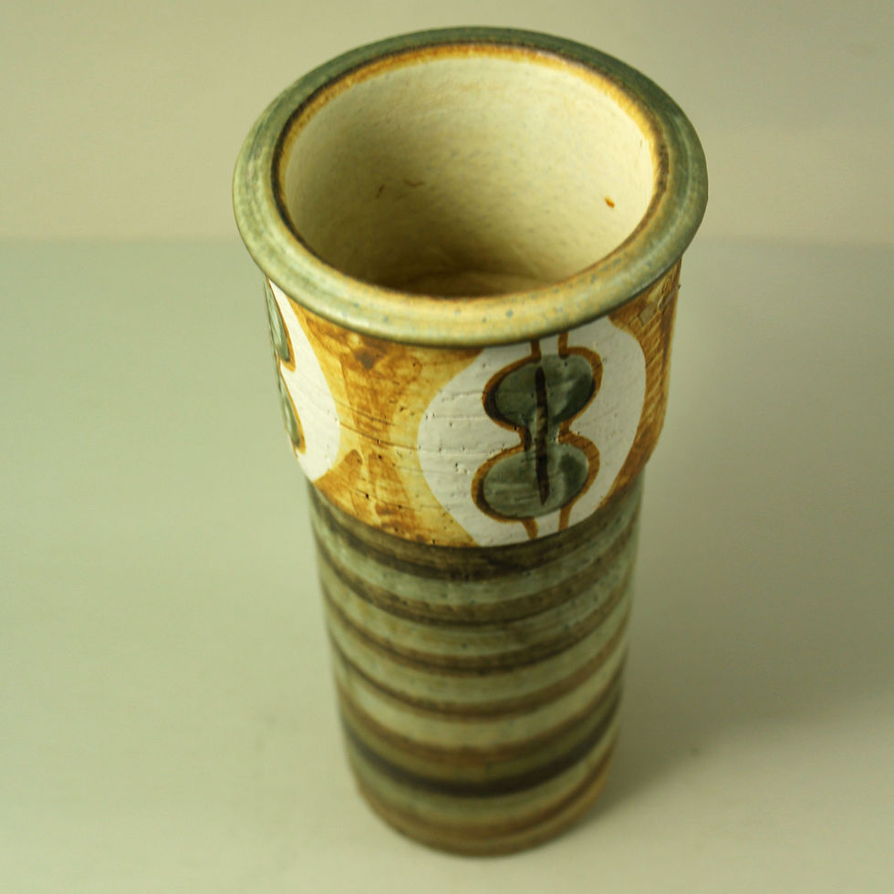 Miniaturbild: Pair of Svend Aage Jensen Søholm Vases | Danish Mid Century 22cm. One vase shown from above.