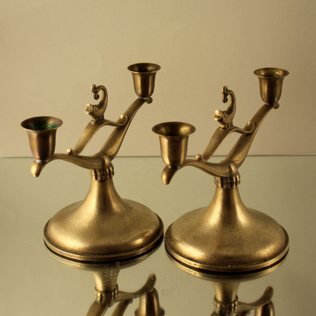 Art Deco Bronze Candelabra Ystad Pair | 1933 Ystad Metal Sweden