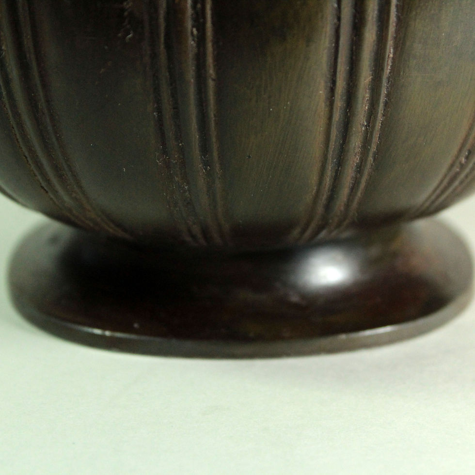 Thumbnail: Close up on the Foot rim of Monumental Just Andersen Art Deco Urn in Disko Metal
