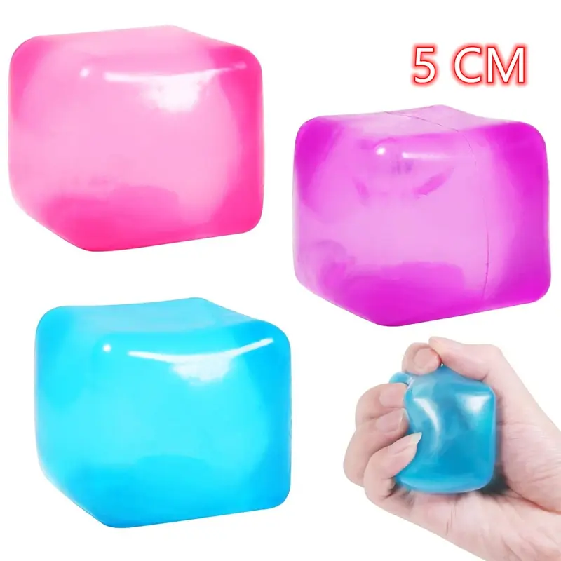 Lot de 3 Cubes Glacés Squishy 5 cm – Balles Anti-Stress