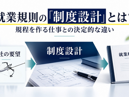 就業規則を作成する際に生じる制度設計と規程作成との違いをフローチャートで示した図
