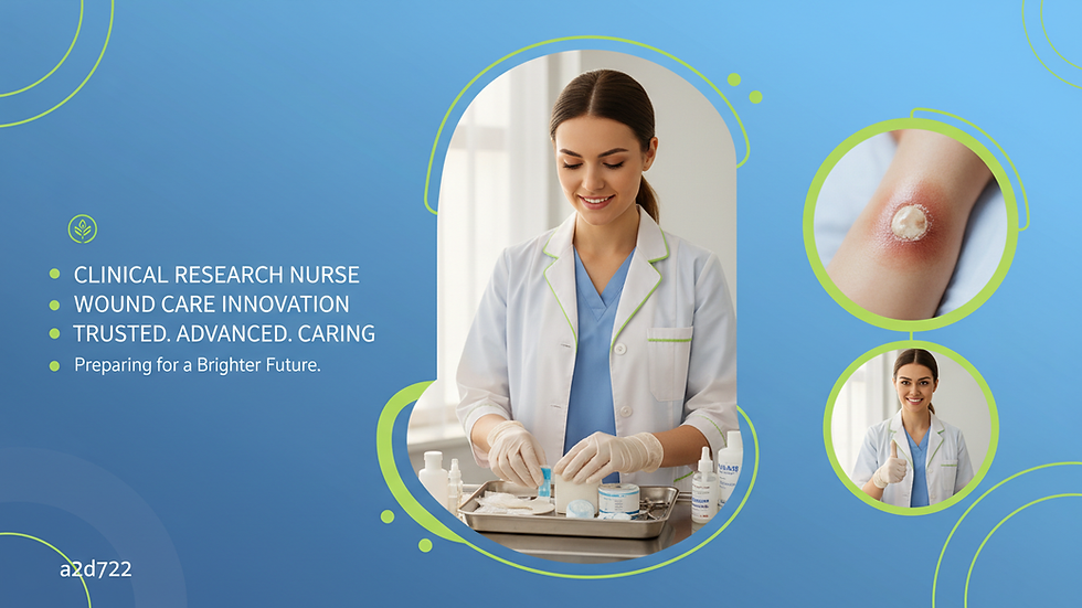 Eye-level view of a clinical research nurse preparing wound care treatment