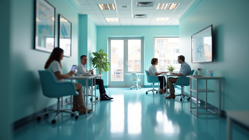High angle view of a clinical trial patient consultation room