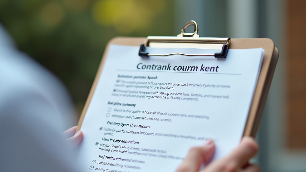 Close-up view of a clipboard with clinical trial consent forms
