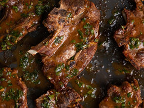 LAMB CHOPS WITH MUSTARD MINT SAUCE