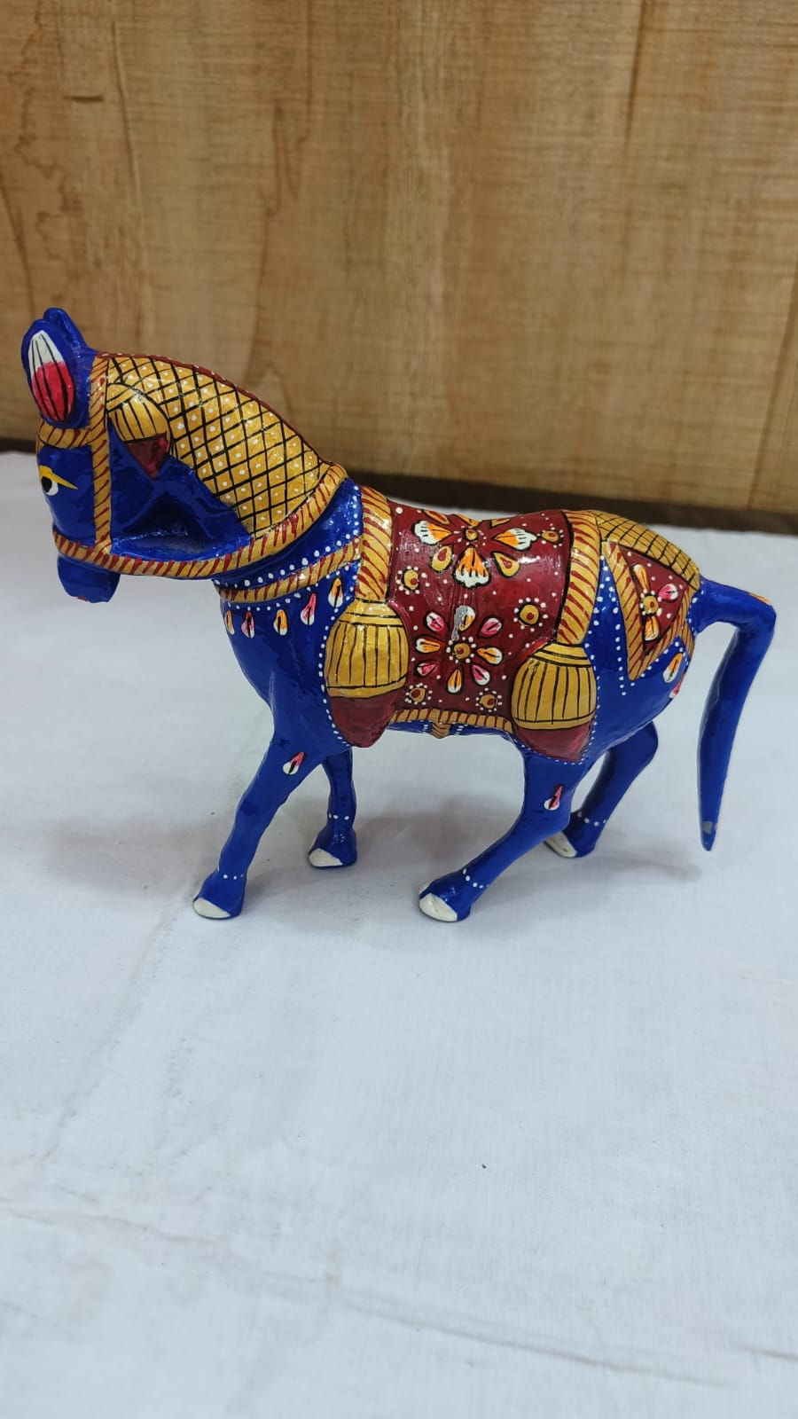 Hand-Painted Wooden Horse Figurine | Traditional Indian Folk Art Horse Statue