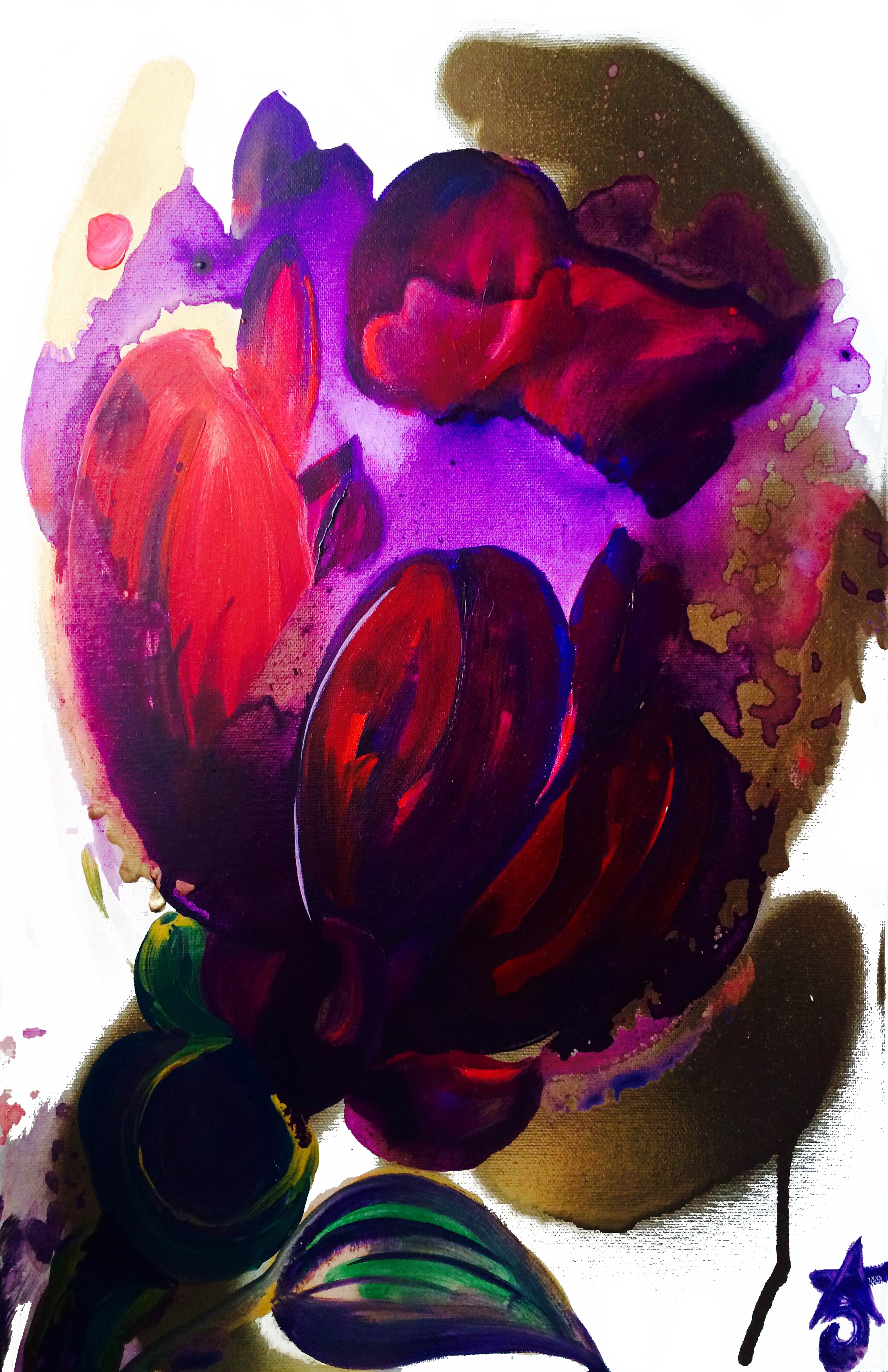 Purple Poppies Flowers 16in x 20in
