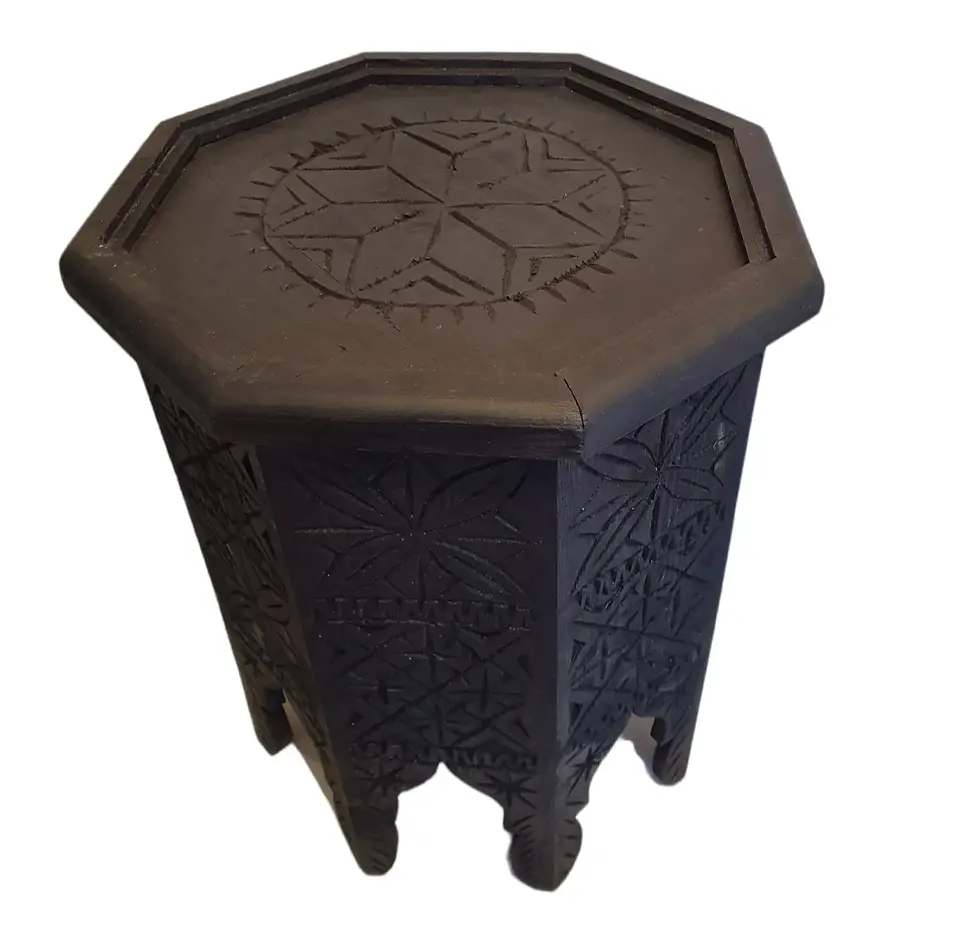 Thumbnail: Pine Wooden Black Moroccan Side Table 