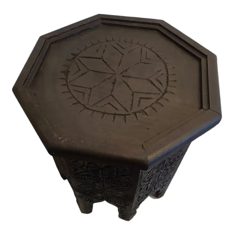 Thumbnail: Pine Wooden Black Moroccan Side Table 