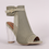 Thumbnail: Summertime Fine Khaki Perforated Chunky Heels