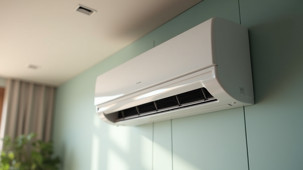Eye-level view of a modern air-conditioning unit installed in a home