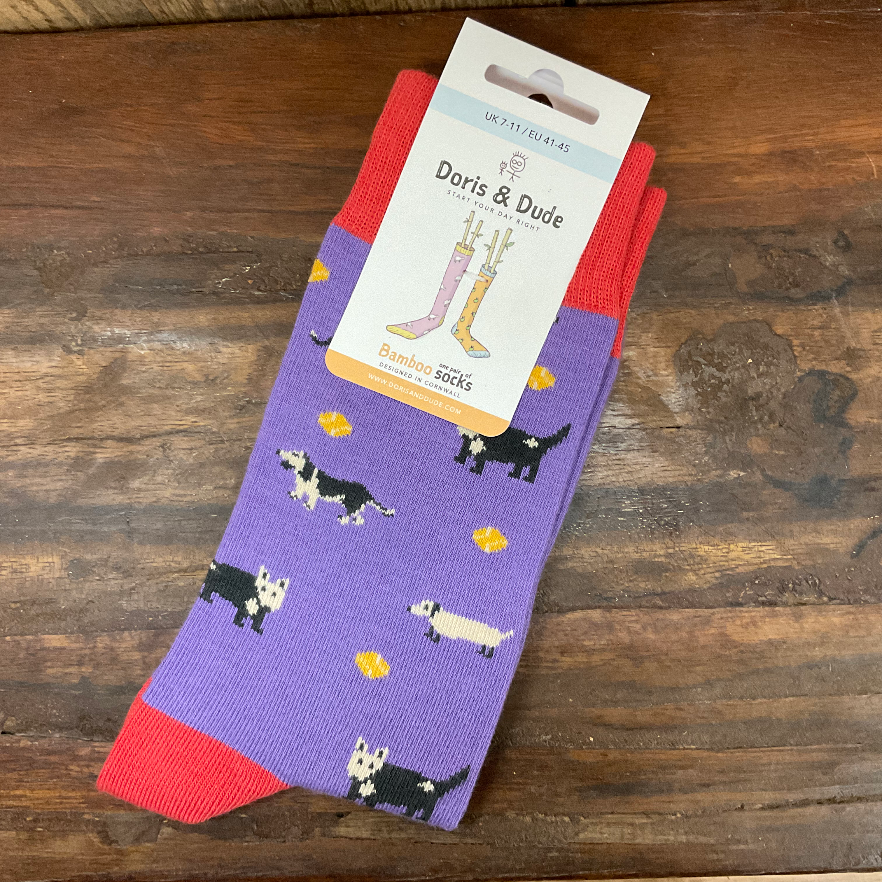 Doris & Dude Dog Socks size 7-11