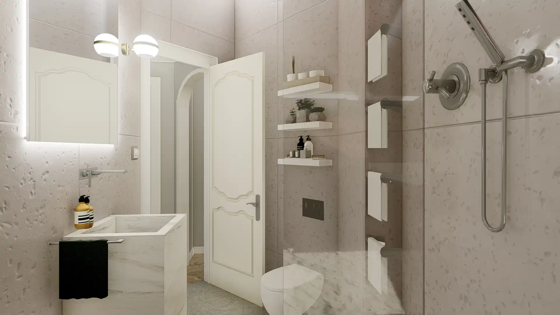 Greek Modern Interior Design Thessaloniki Seaview Living Bathroom.webp