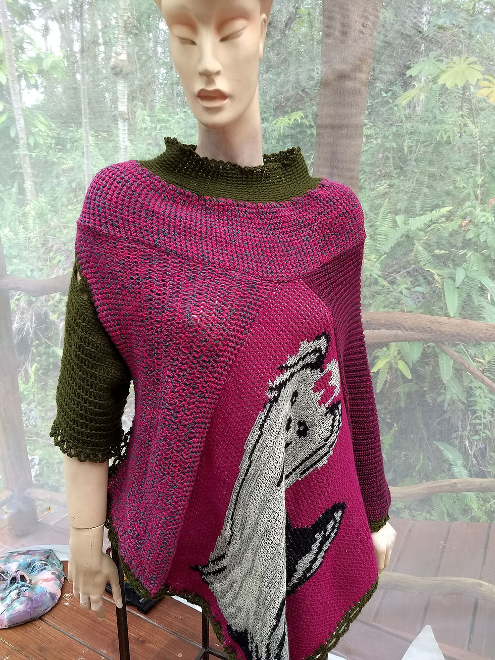 Thumbnail: One sleeved poncho with Yorkshire Terrier