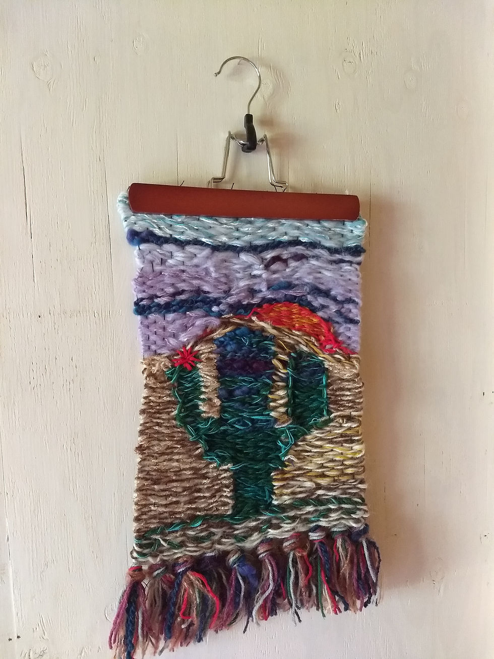 Thumbnail: Handwoven cactus wallhanging mixed yarns