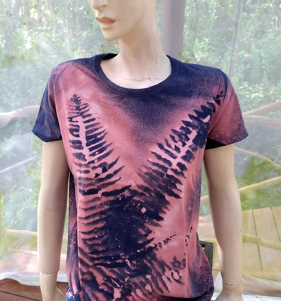 Thumbnail: Cotton ladies shirt with ferns, Hawaiian shirt