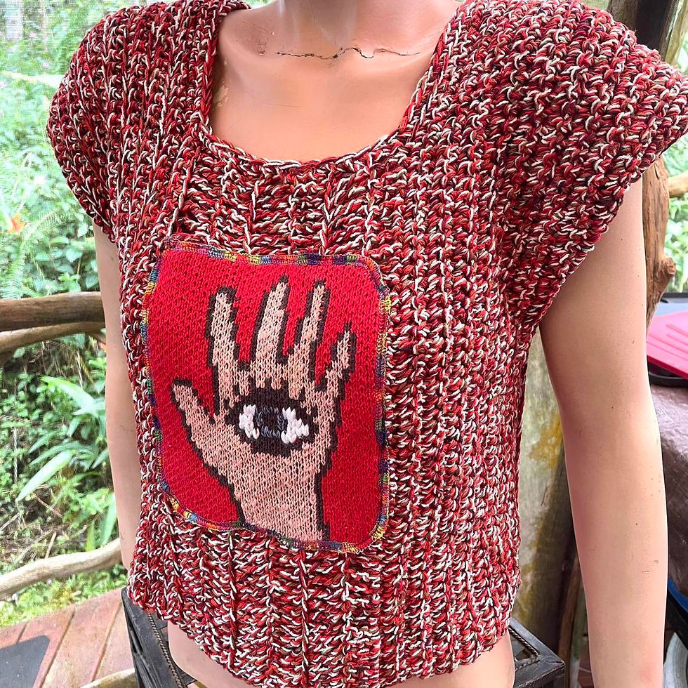 Thumbnail: Crochet top with hamsa/hand eye