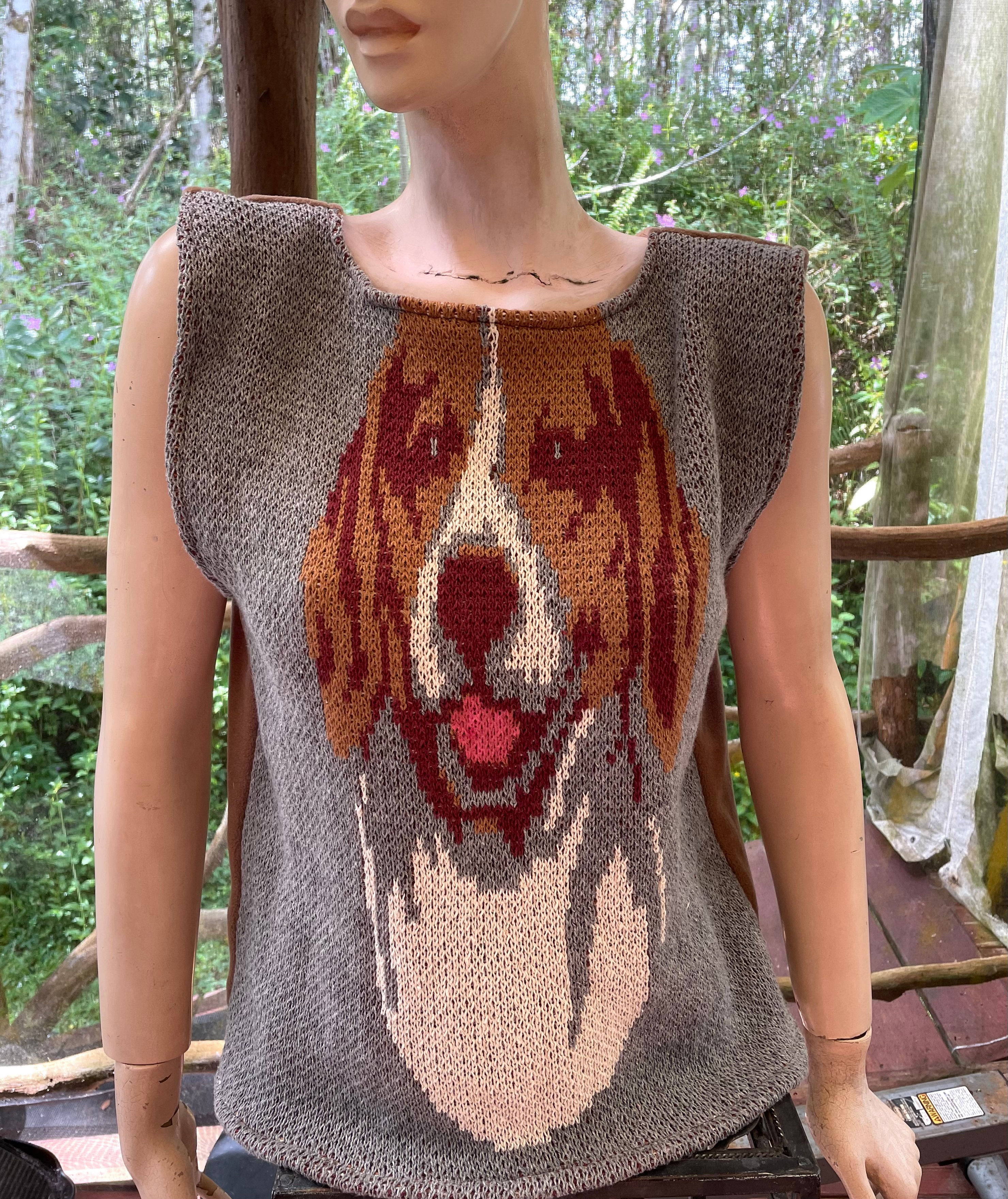 Tongue out dog on vest