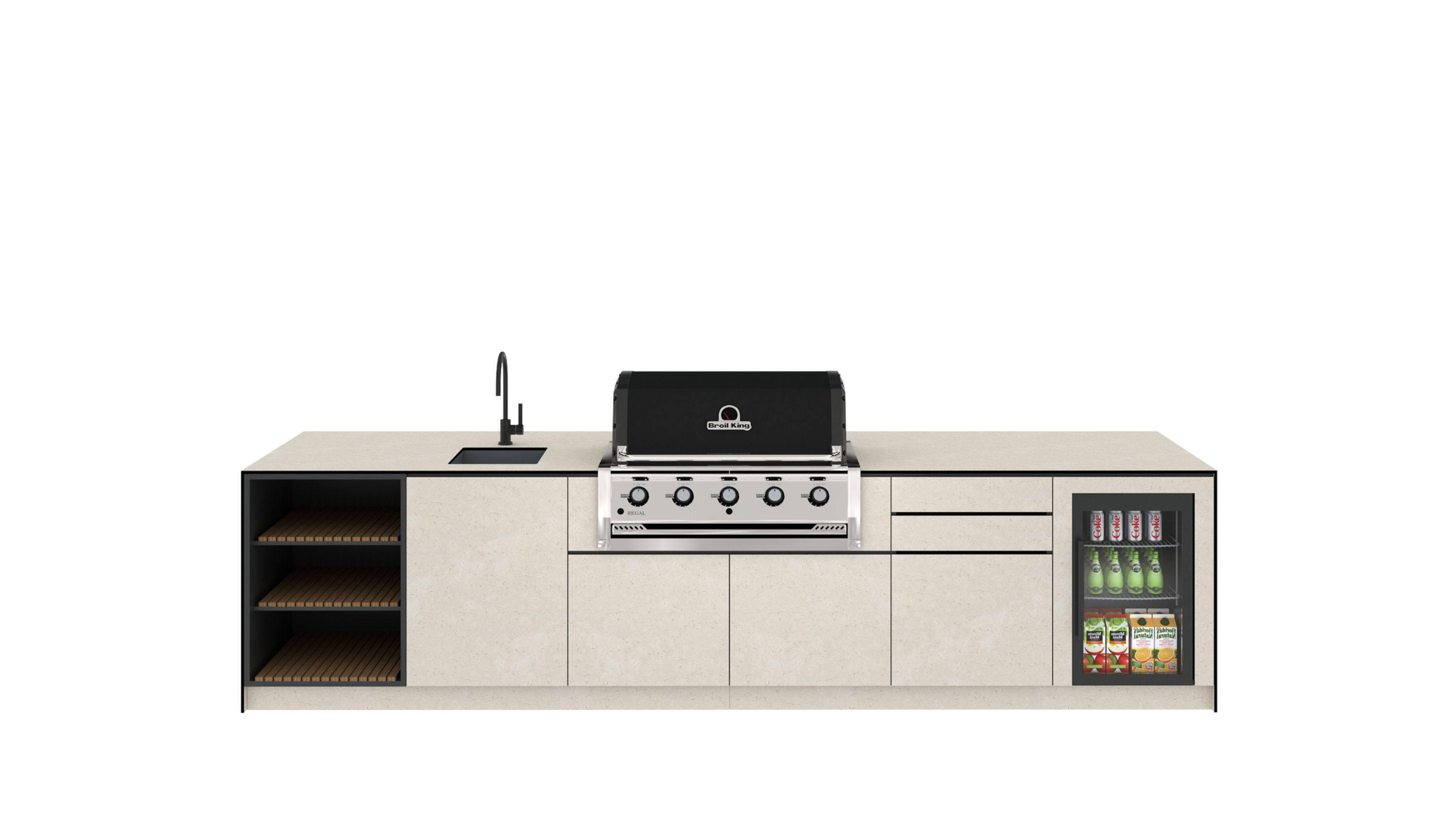 Béžový kámen 360 - Ostrov 360 cm Venkovní kuchyně