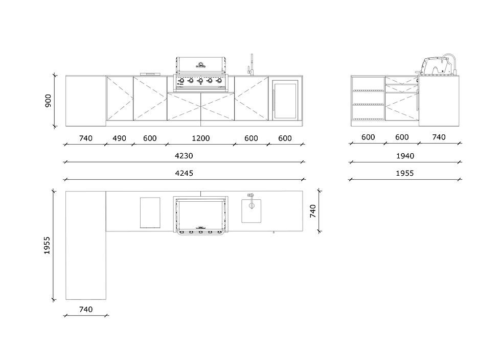 Miniatura: Black Stone 180-420 - Cucina da esterno con design a L