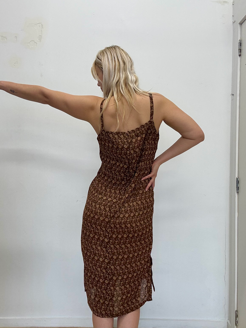 Thumbnail: Vintage Rose Print Dress - Size 10