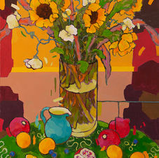 Sunflowers with Pomegranate & Cherries