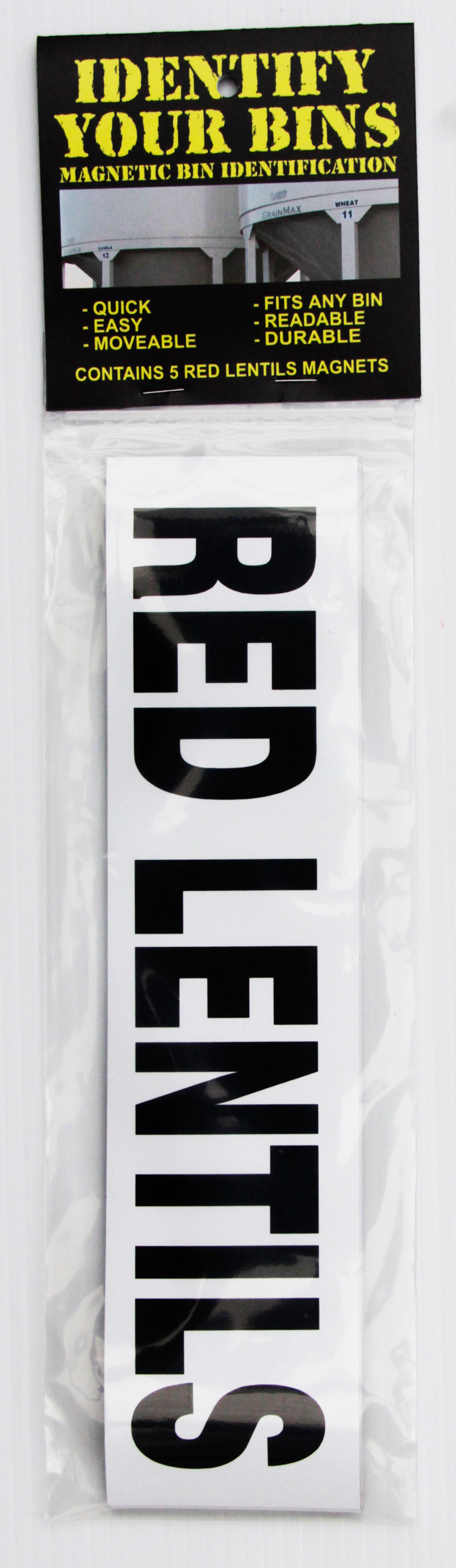 Magnetic RED LENTILS bin labels (package of 5)