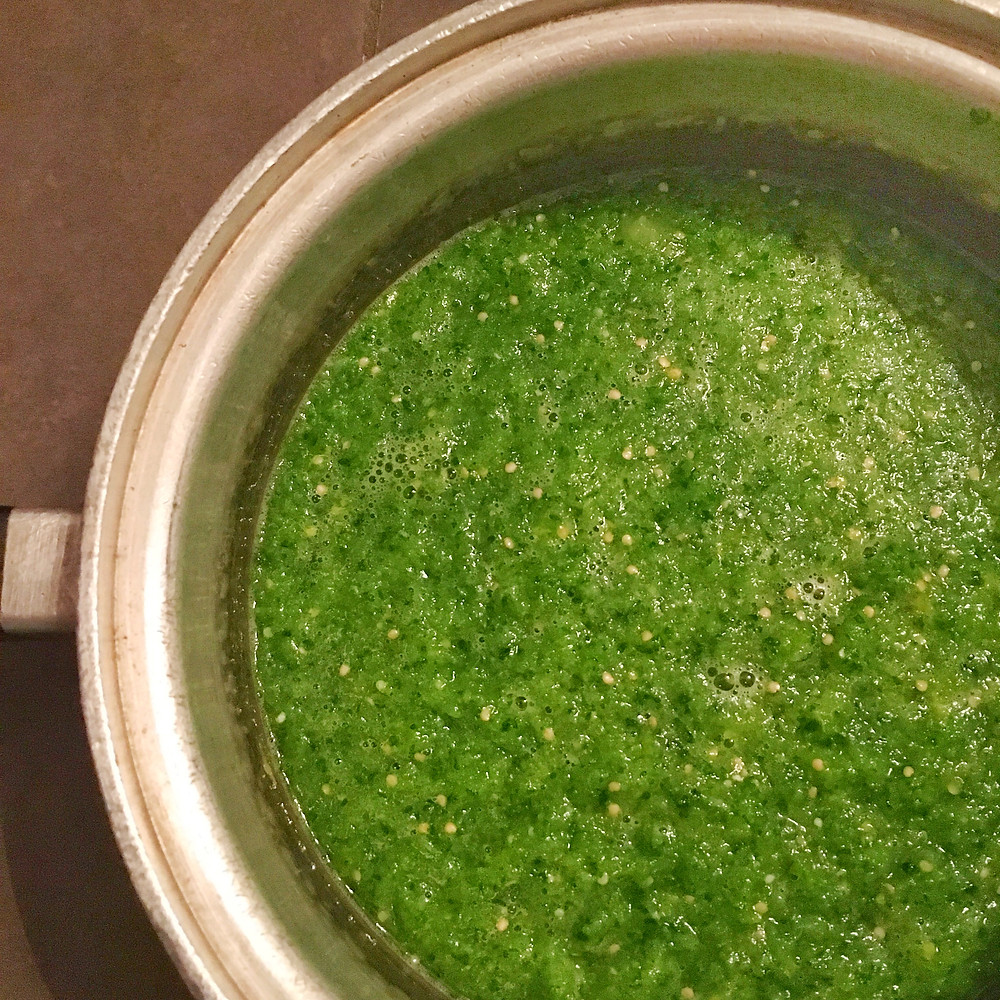 Blended tomatillo mixture