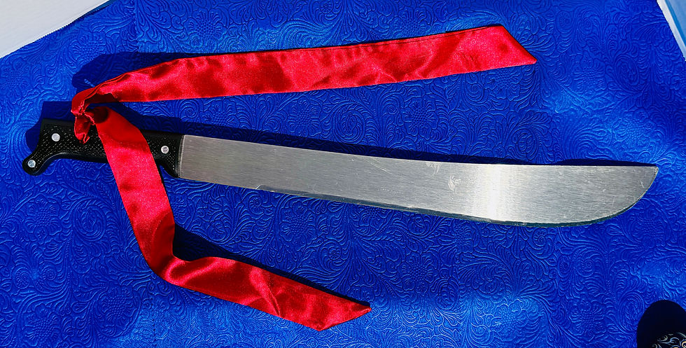 Thumbnail: Ogou Machete with Red Mouchwa - Ogoun Ogun Zarabanda 