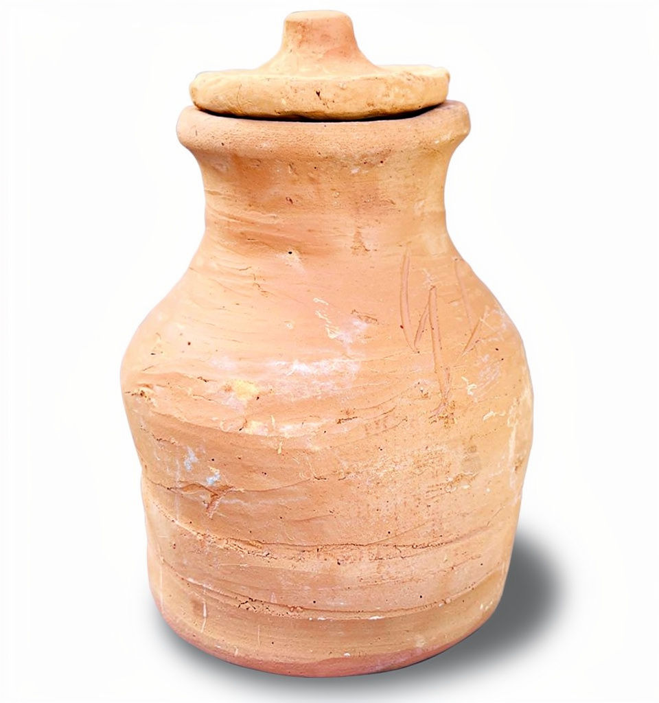 Haitian Vodou Govi Jar with Lid Handmade Clay Canari Ibo Vessel
