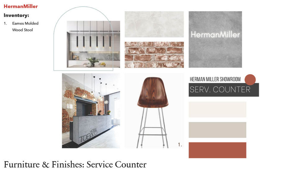 Furniture and Finish Board for Herman Miller Furniture Showroom Design Proposal