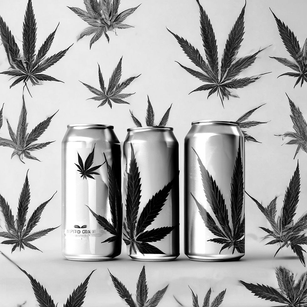 create an image of a hemp or CBD beverage can showing a cannabis leaf or design.jpg