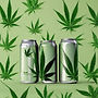 create an image of a hemp or CBD beverage can showing a cannabis leaf or design.jpg
