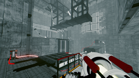 The environs look a bit like an industial yard. Red powerlines track from switches to the platforms.