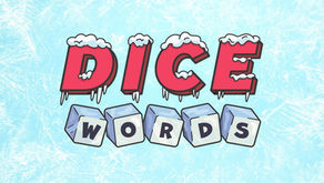 Text reads "Dice Words". The word dice is covered in lice, and the word "words" is in cubes.