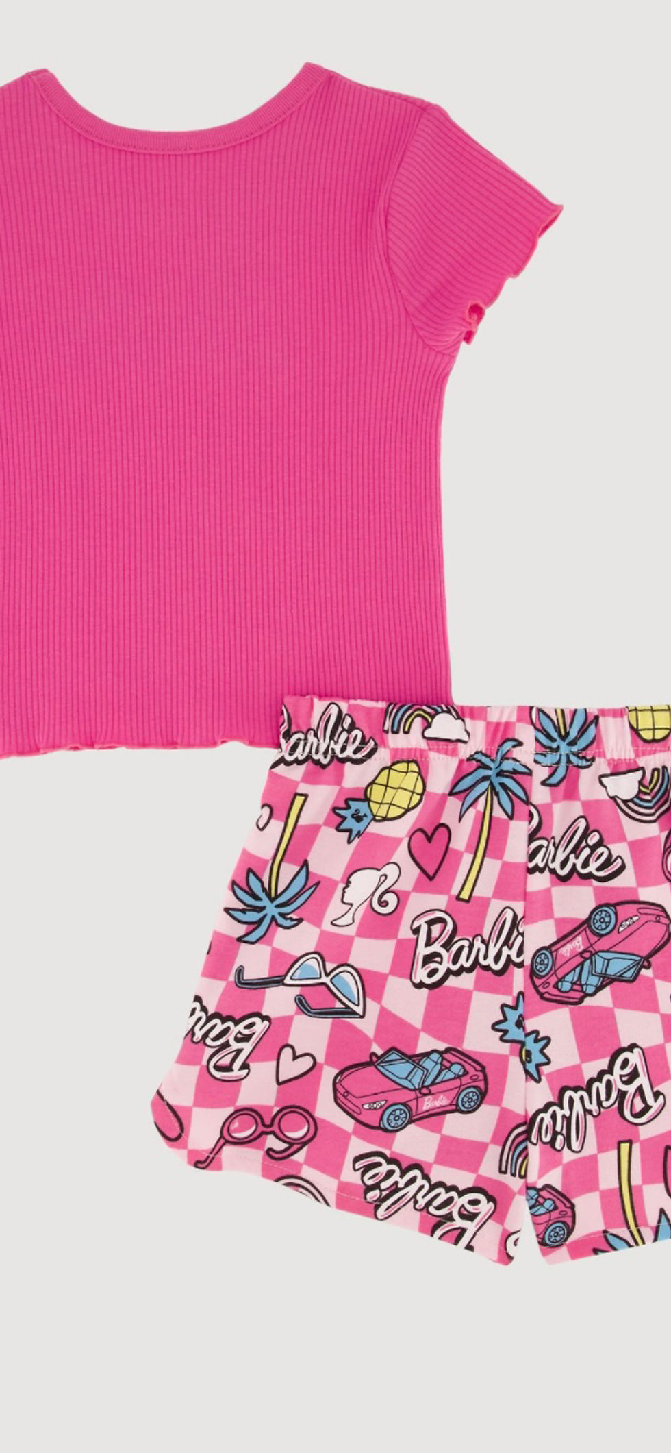 Thumbnail: Barbie Ribbed Knit Checkered Shorts Set