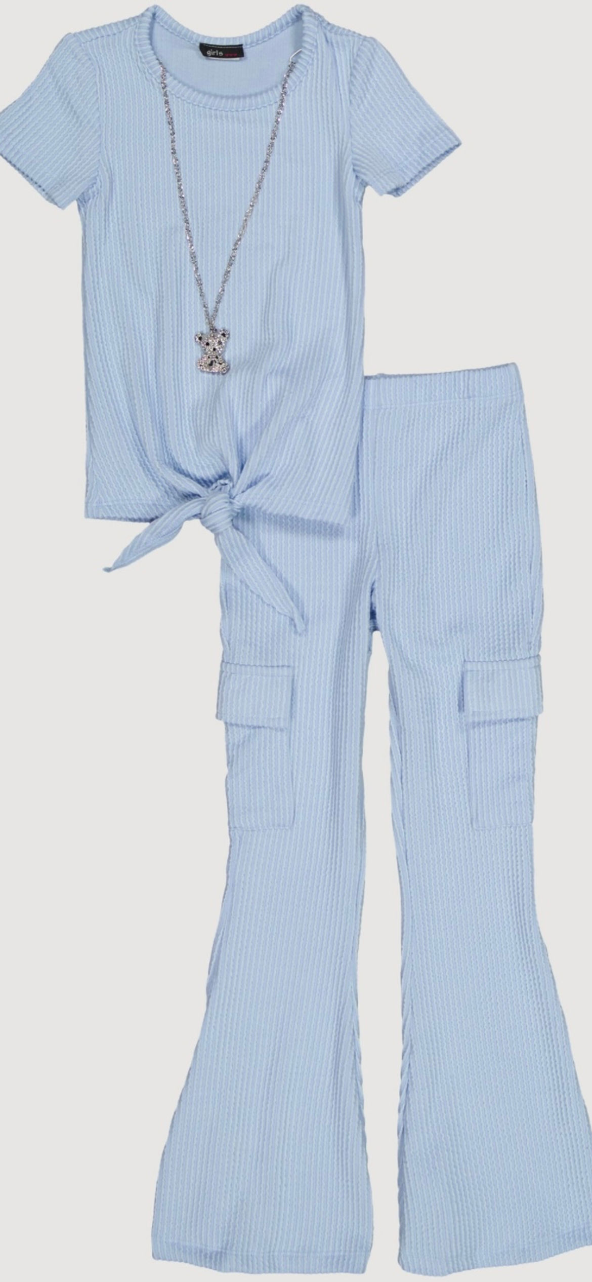 Little Girls  Rib Knit Top & Necklace Set