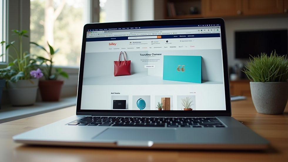 Eye-level view of a laptop displaying an online shopping website