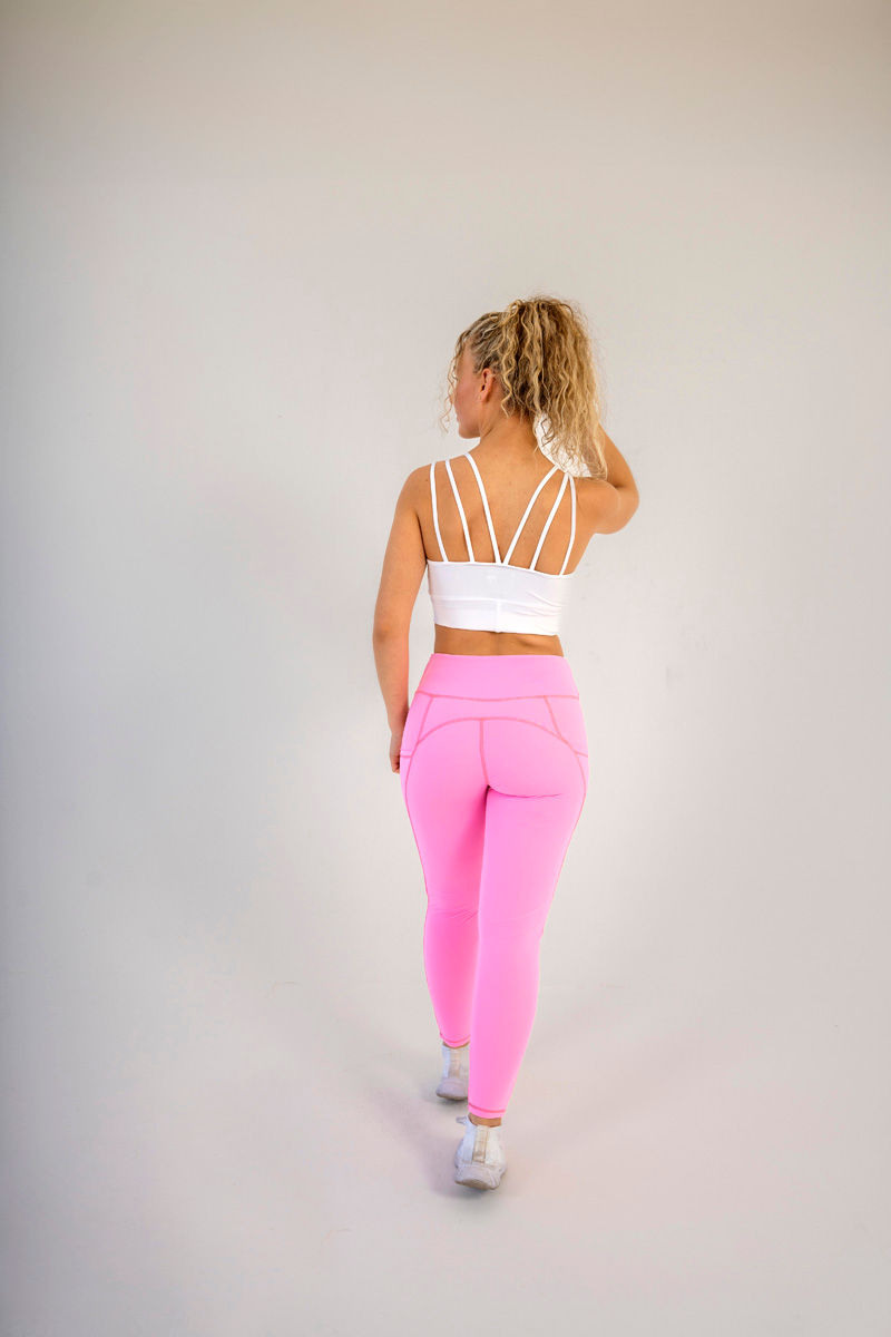 Thumbnail: Women leggings tights with lining in light pink back