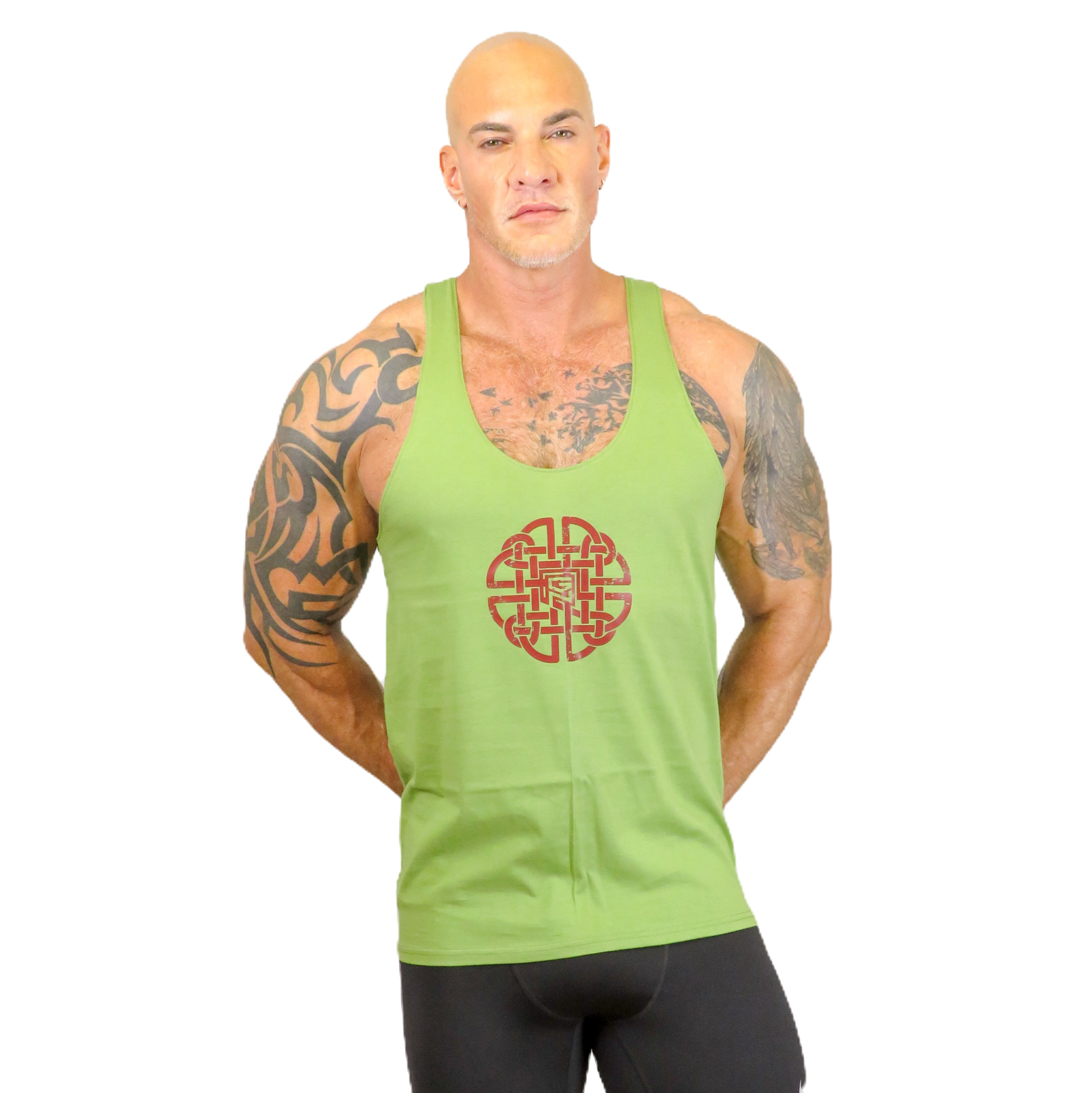 Men stringer tank top vest in sage green