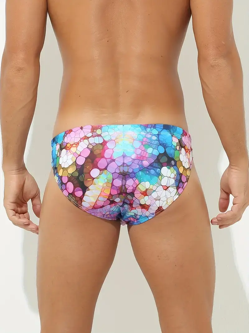 Thumbnail: Men Bubbles Pattern Lace-Up Swim Briefs