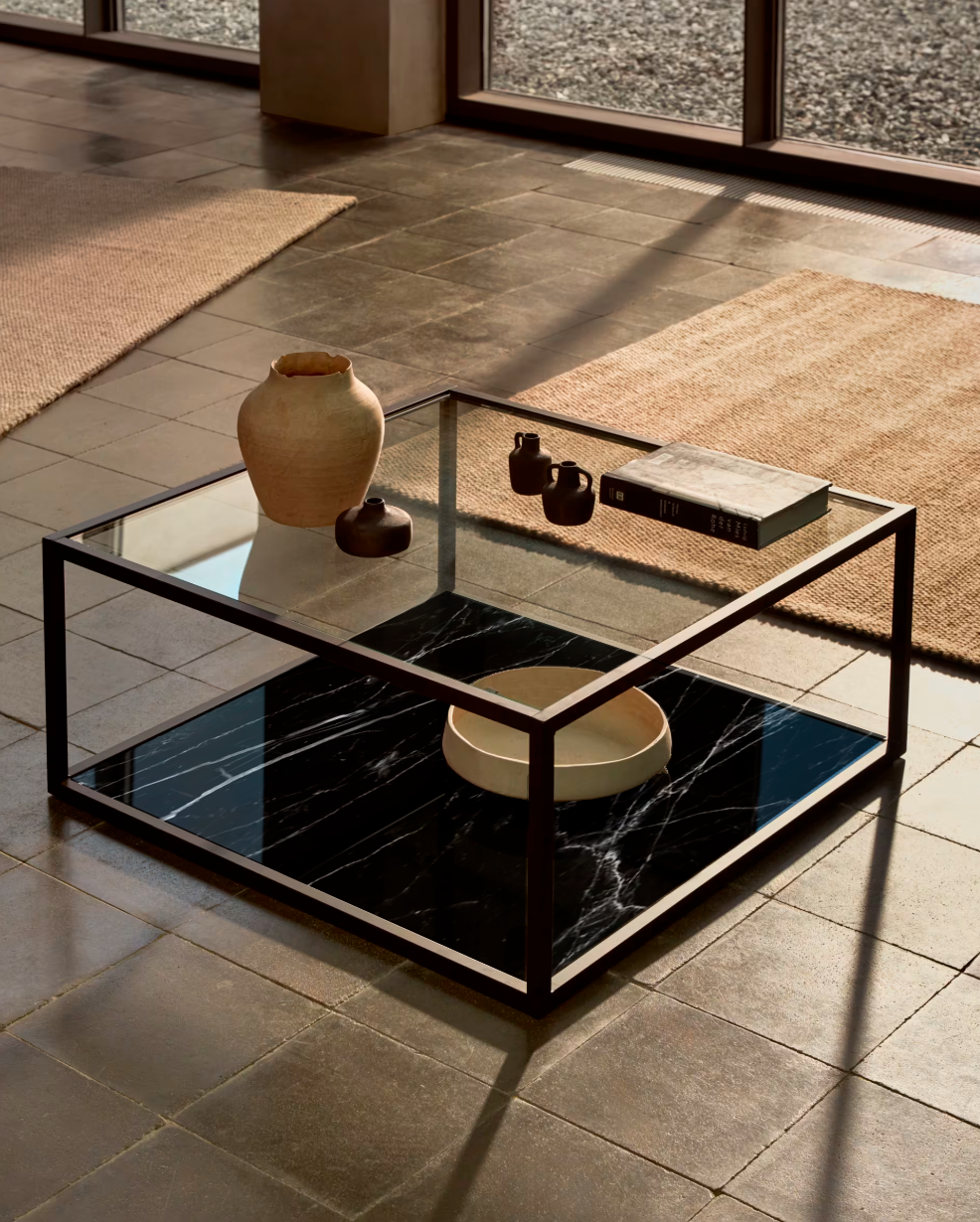 Mesa de centro de herreria y cristal