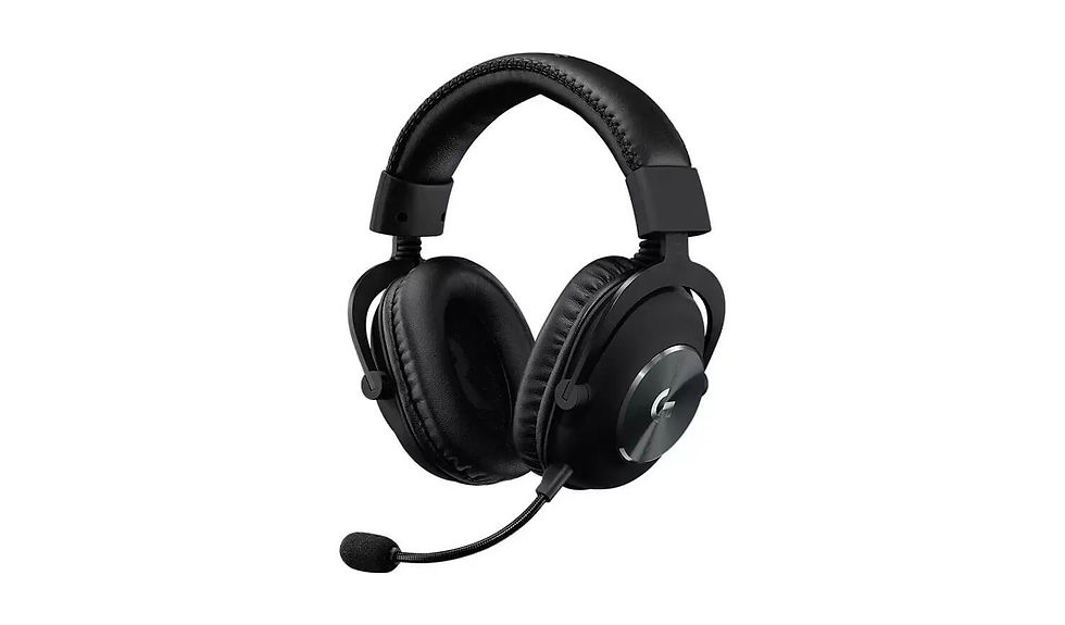 Black over-ear gaming headset with boom mic on a white background
